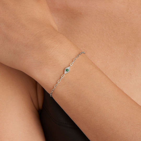 Silver Malachite Evil Eye Bracelet - Ania Haie