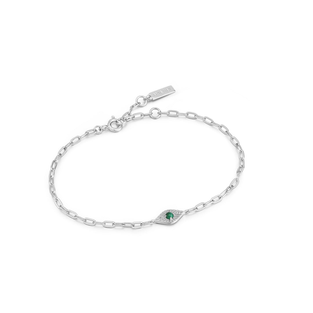 Silver Malachite Evil Eye Bracelet - Ania Haie