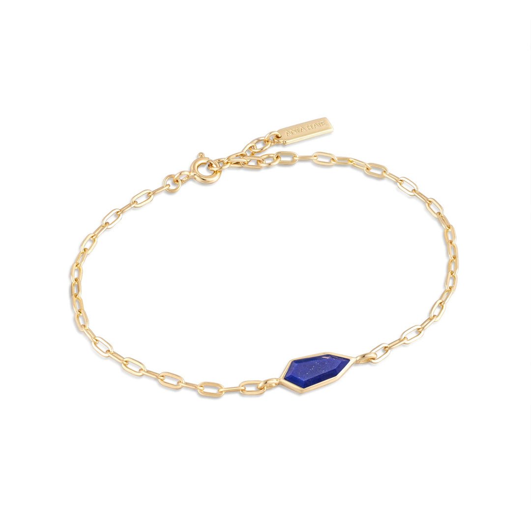 Gold Lapis Emblem Chain Bracelet - Ania Haie