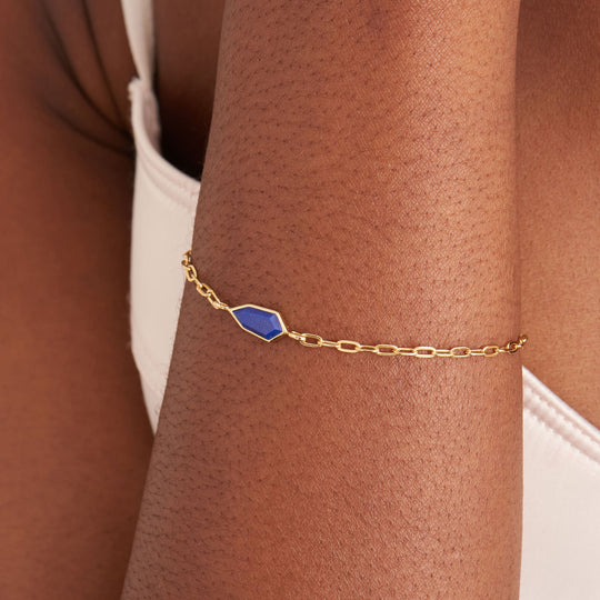 Gold Lapis Emblem Chain Bracelet - Ania Haie