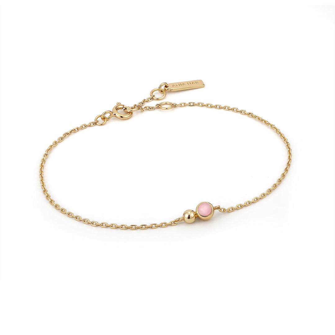 Gold Orb Rose Quartz Chain Bracelet - Ania Haie