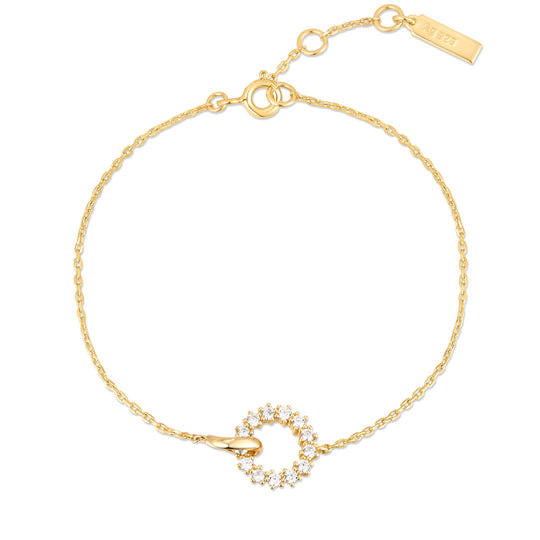 Gold Interlinked Circles Pavé Bracelet - Ania Haie