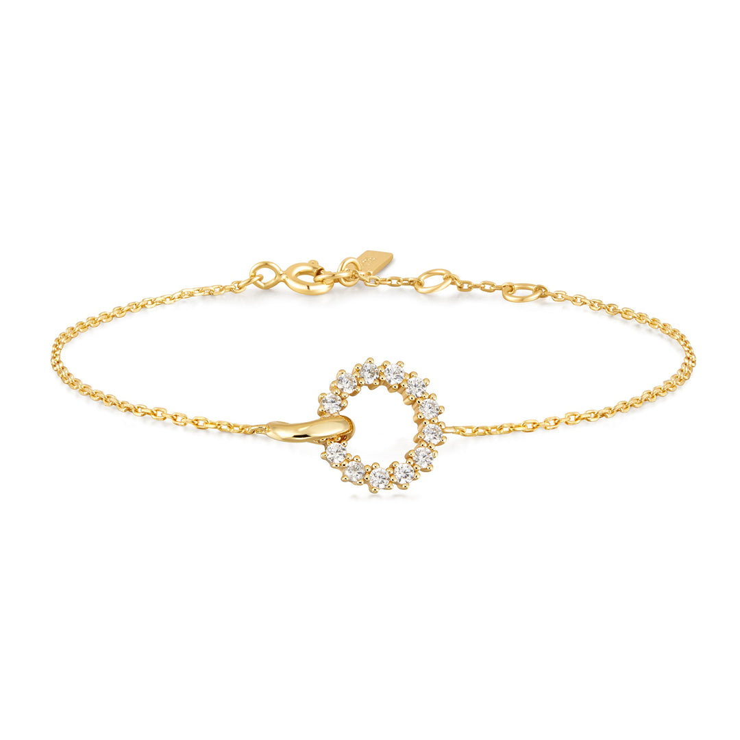 Gold Interlinked Circles Pavé Bracelet - Ania Haie