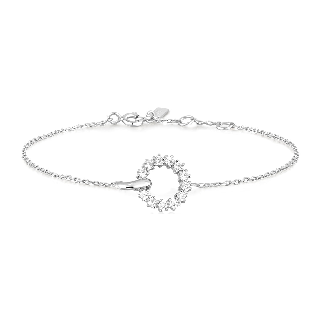 Silver Interlinked Circles Pavé Bracelet - Ania Haie