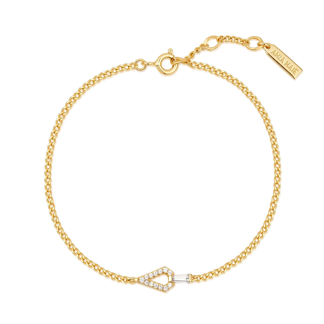 Gold Geometric Cubic Zirconia Bracelet - Ania Haie