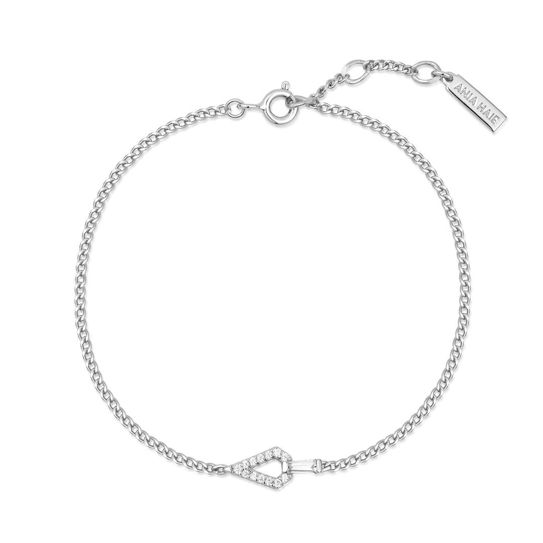 Silver Geometric Cubic Zirconia Bracelet - Ania Haie