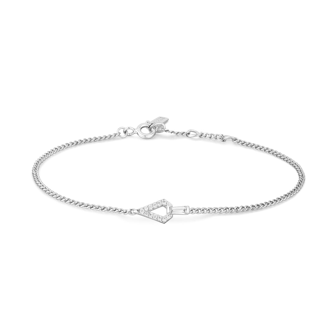 Silver Geometric Cubic Zirconia Bracelet - Ania Haie