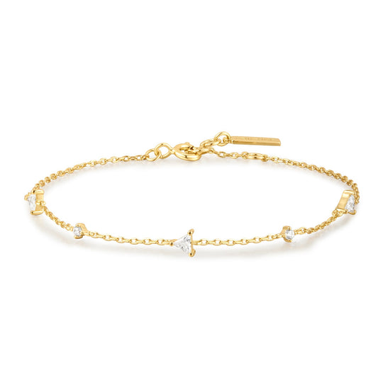 Gold Triangular Cubic Zirconia Station Bracelet - Ania Haie