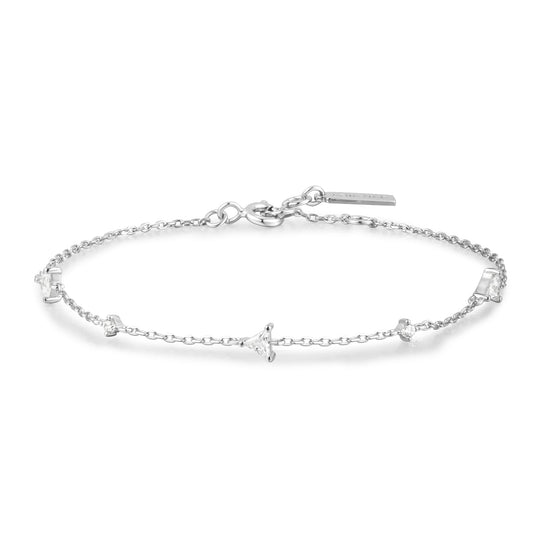 Silver Triangular Cubic Zirconia Station Bracelet - Ania Haie