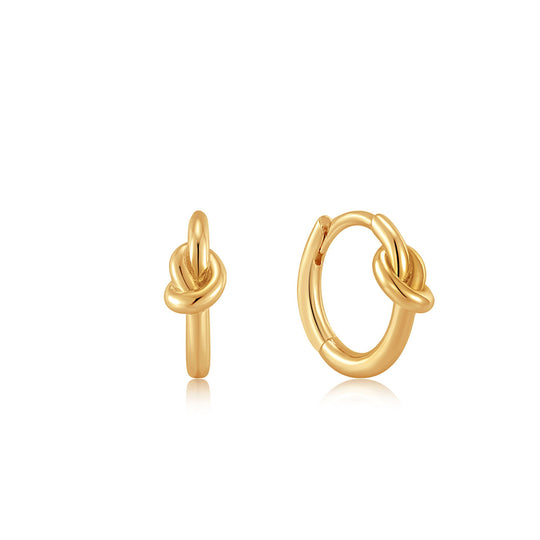 Gold Knot Huggie Hoop Earrings - Ania Haie