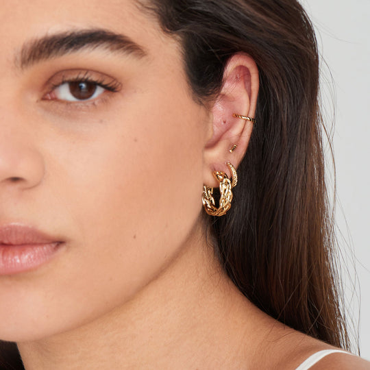 Gold Rope Huggie Hoop Earrings