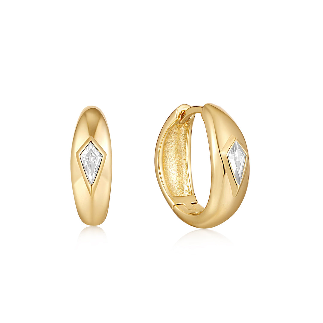 Gold Sparkle Dome Hoop Earrings - Ania Haie