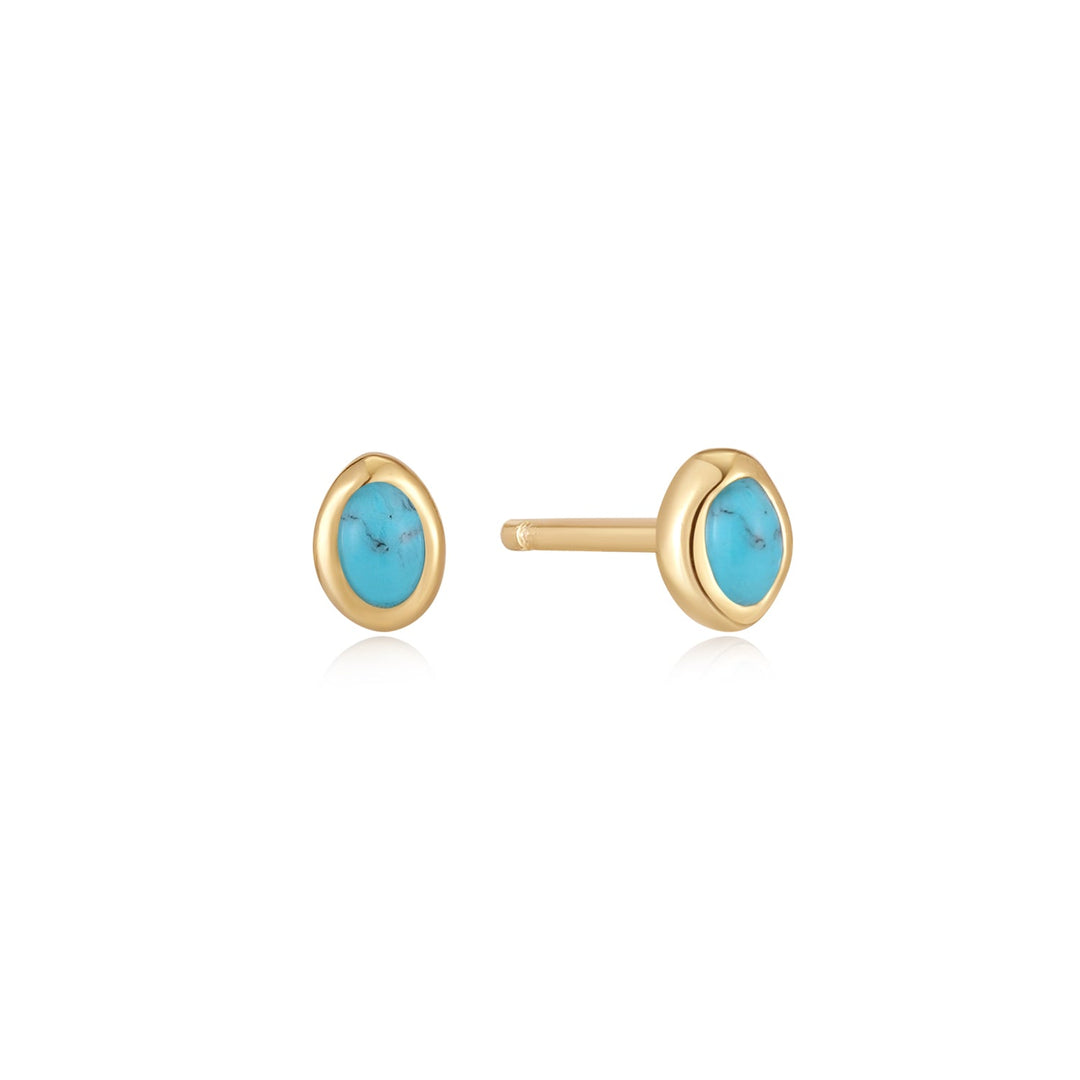 Gold Turquoise Wave Stud Earrings - Ania Haie