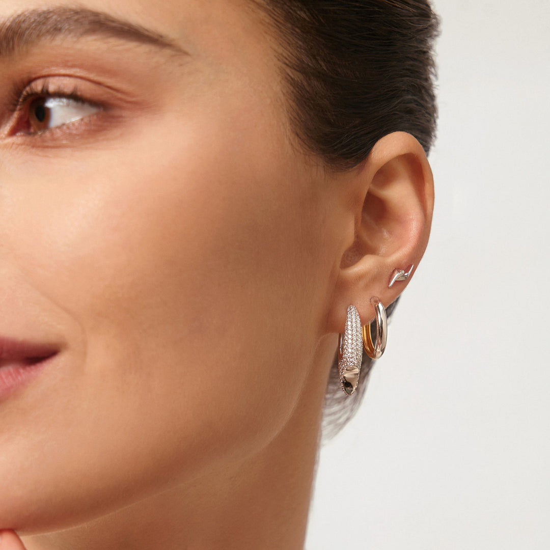 Silver Pavé Arrow Hoop Earrings - Ania Haie