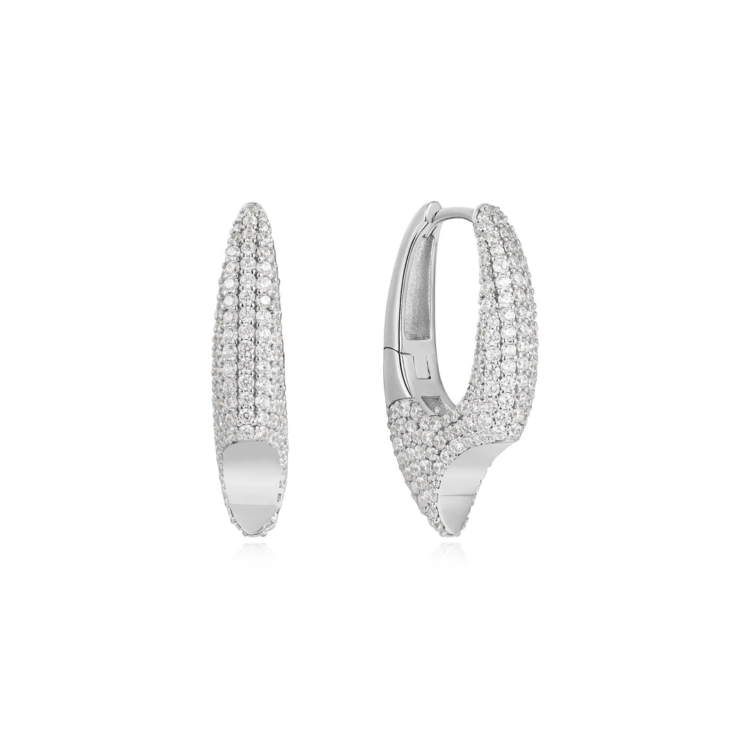 Silver Pavé Arrow Hoop Earrings - Ania Haie