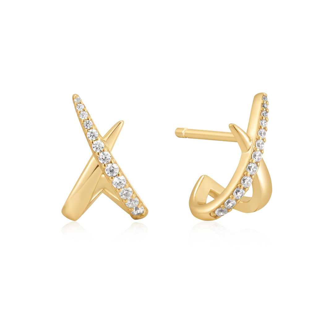 Gold Kiss Polished Pavé Studs - Ania Haie