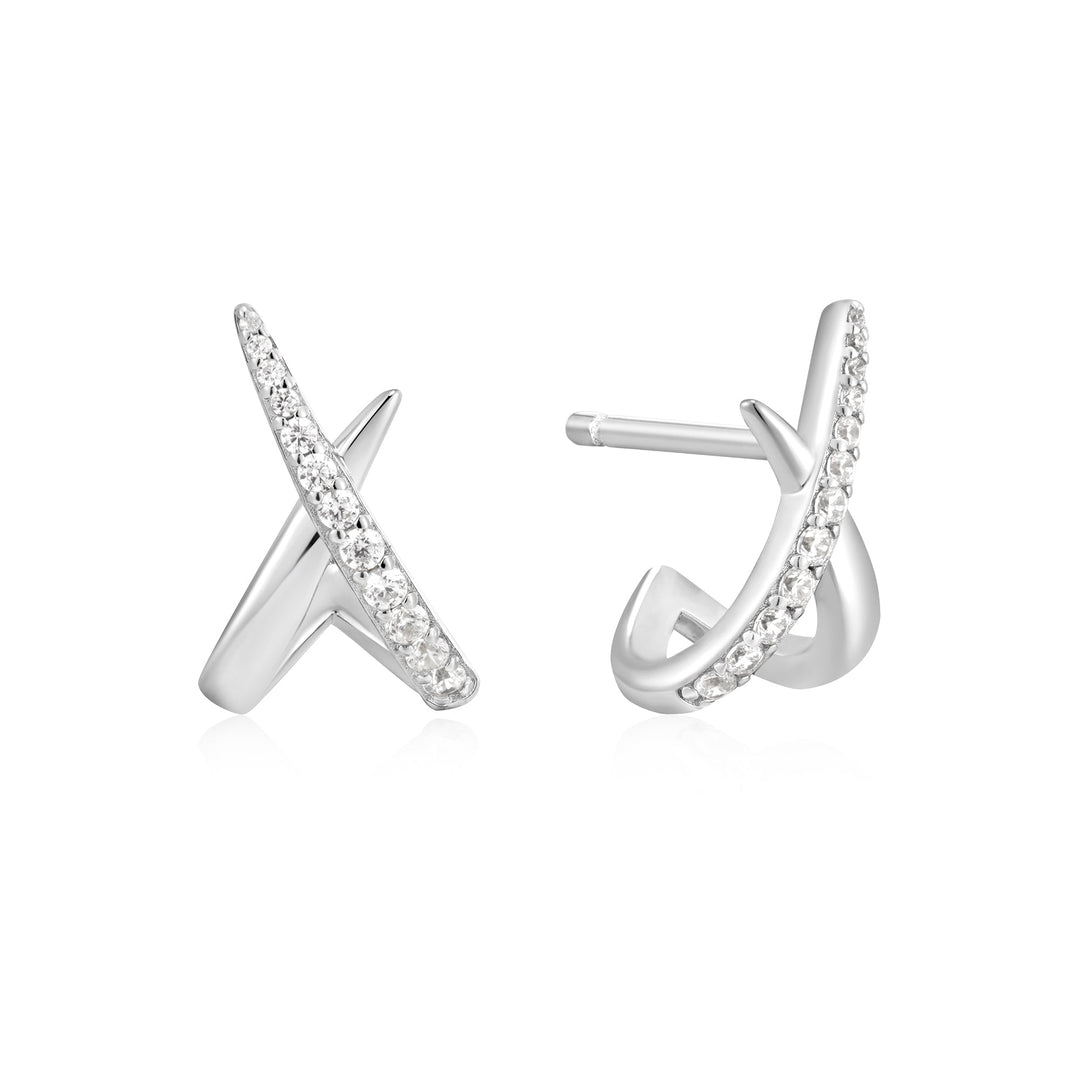 Silver Kiss Polished Pavé Studs - Ania Haie