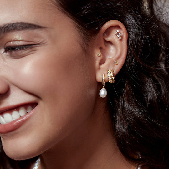 Gold Pavé Climber Stud Earrings - Ania Haie