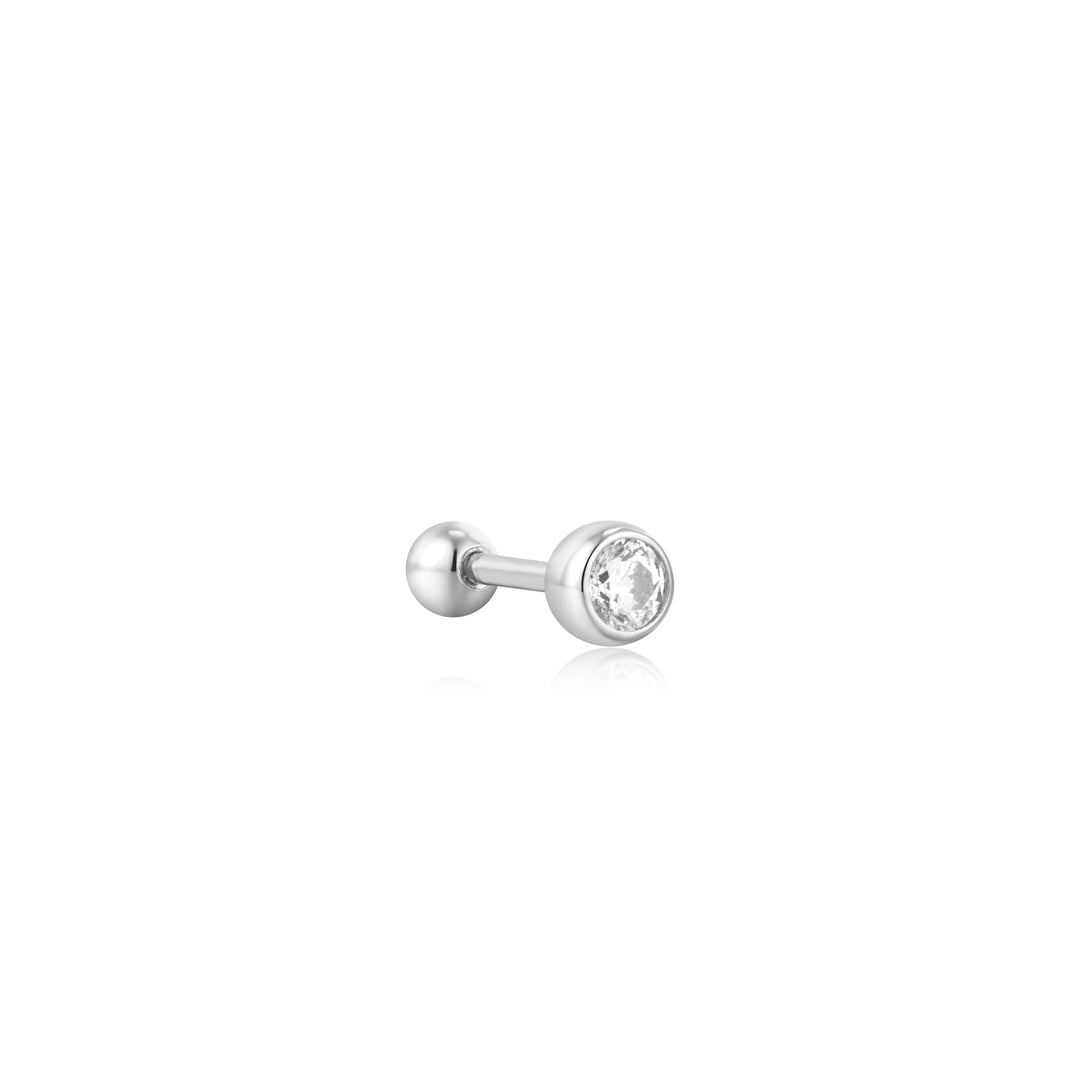 Silver Solitaire Cubic Zirconia Barbell - Ania Haie