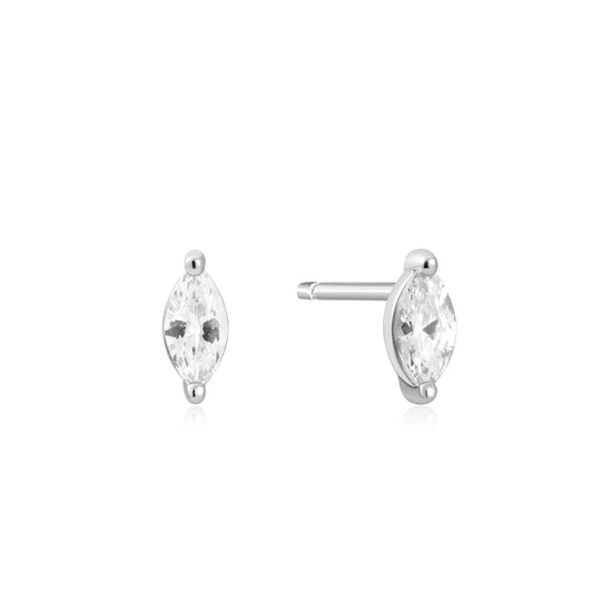 Silver Marquise Solitaire Studs - Ania Haie