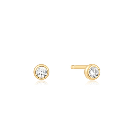 Gold Solitaire Cubic Zirconia Studs - Ania Haie