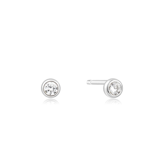 Silver Solitaire Cubic Zirconia Studs - Ania Haie