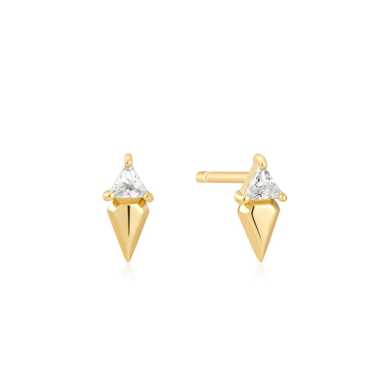 Gold Triangle Cubic Zirconia Geometric Stud Ear Jackets - Ania Haie