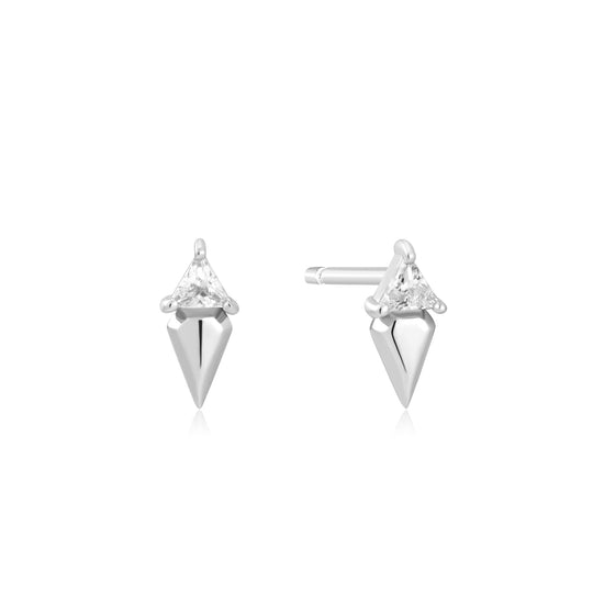 Silver Triangle Cubic Zirconia Geometric Stud Ear Jackets - Ania Haie