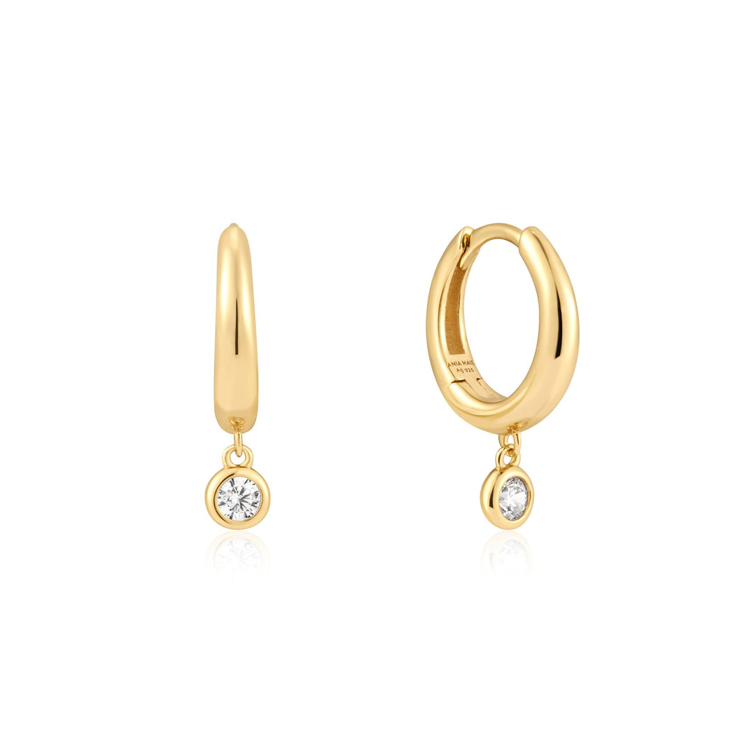 Gold Cubic Zirconia Drop Huggies - Ania Haie