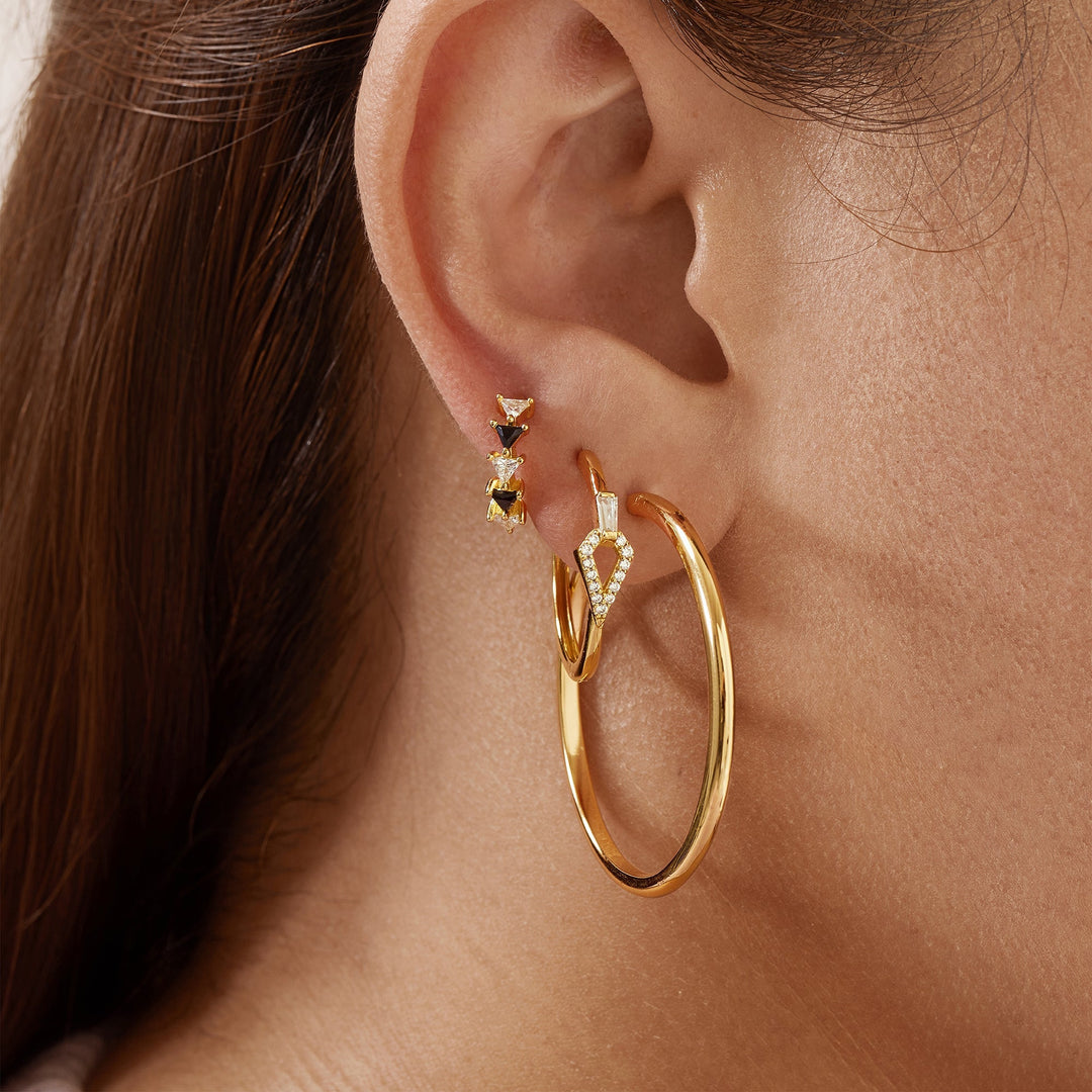 Gold Cubic Ziconia Geometric Hoops - Ania Haie