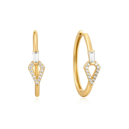 Gold Cubic Ziconia Geometric Hoops - Ania Haie