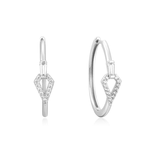 Silver Cubic Ziconia Geometric Hoops - Ania Haie