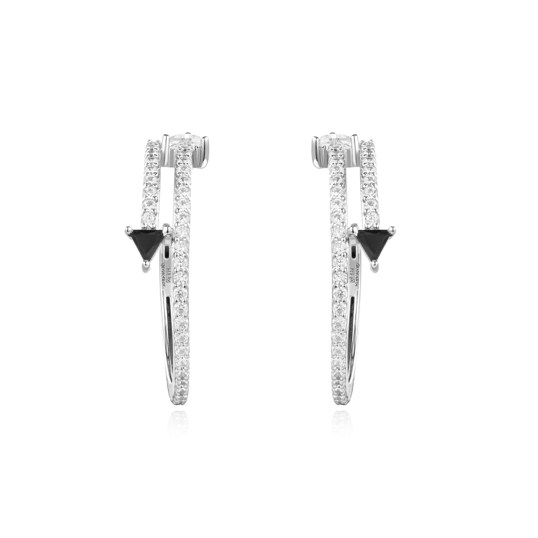 Silver Pave Double Arrow Stud Hoops - Ania Haie