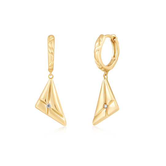 Gold Triangle Kiss Drop Huggies - Ania Haie