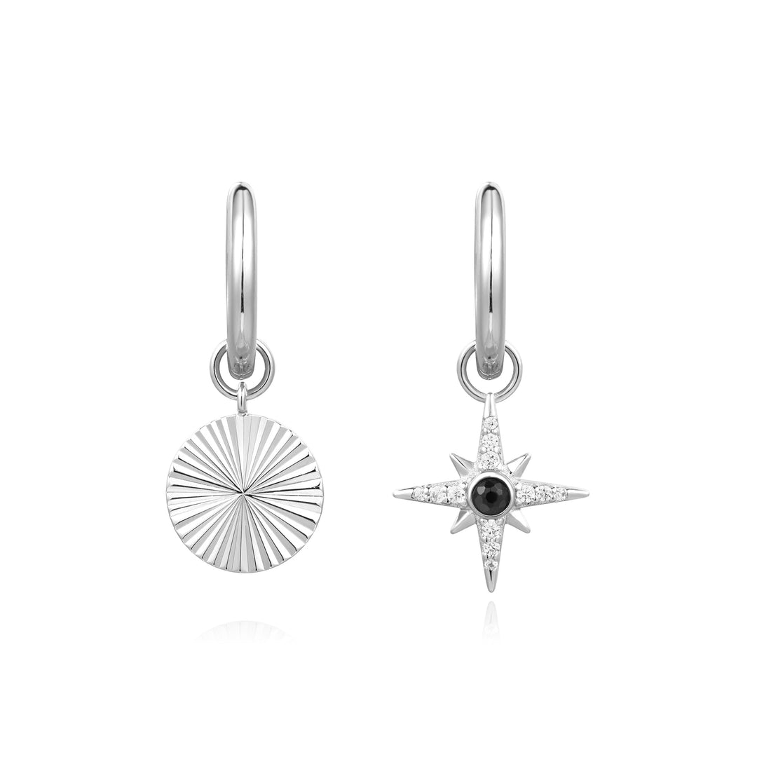 Silver Astrolabe Charm Huggies - Ania Haie