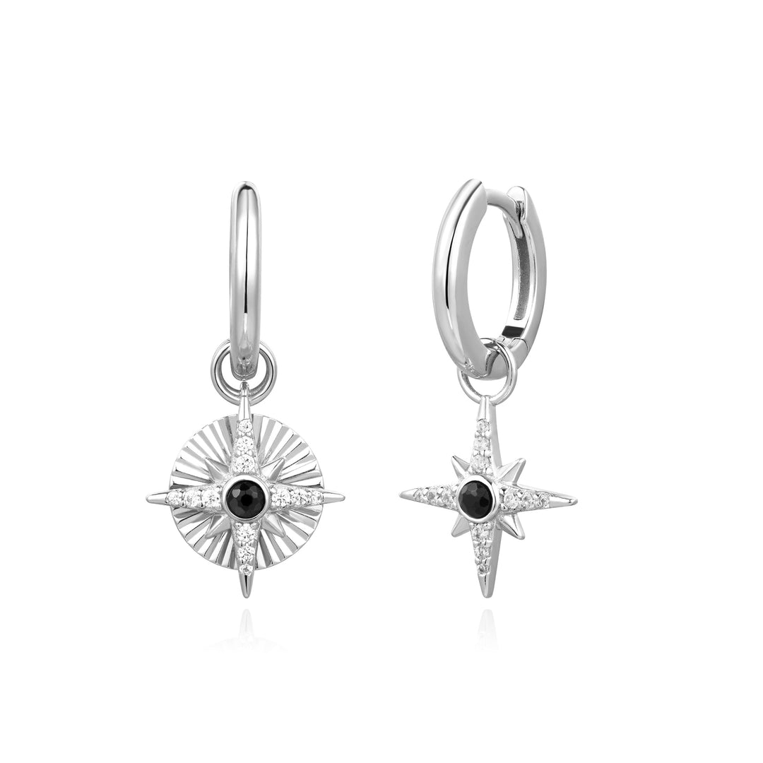 Silver Astrolabe Charm Huggies - Ania Haie