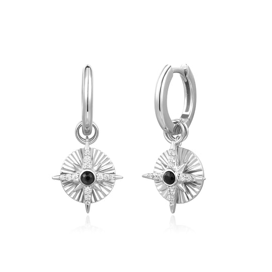 Silver Astrolabe Charm Huggies - Ania Haie