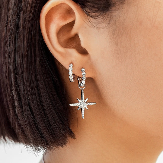 Silver Turquoise and Cubic Ziconia Star Earring Charm - Ania Haie