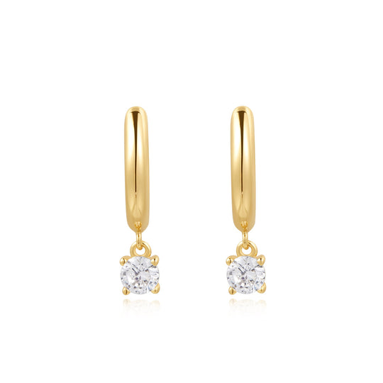 Gold Drop Solitaire Huggies - Ania Haie