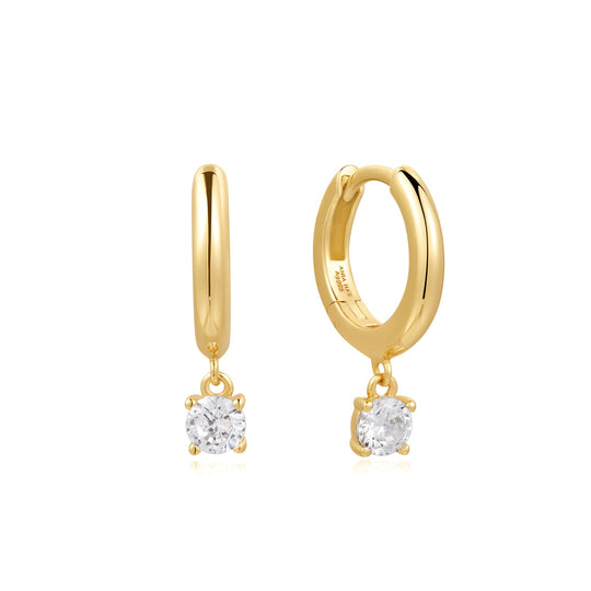 Gold Drop Solitaire Huggies - Ania Haie