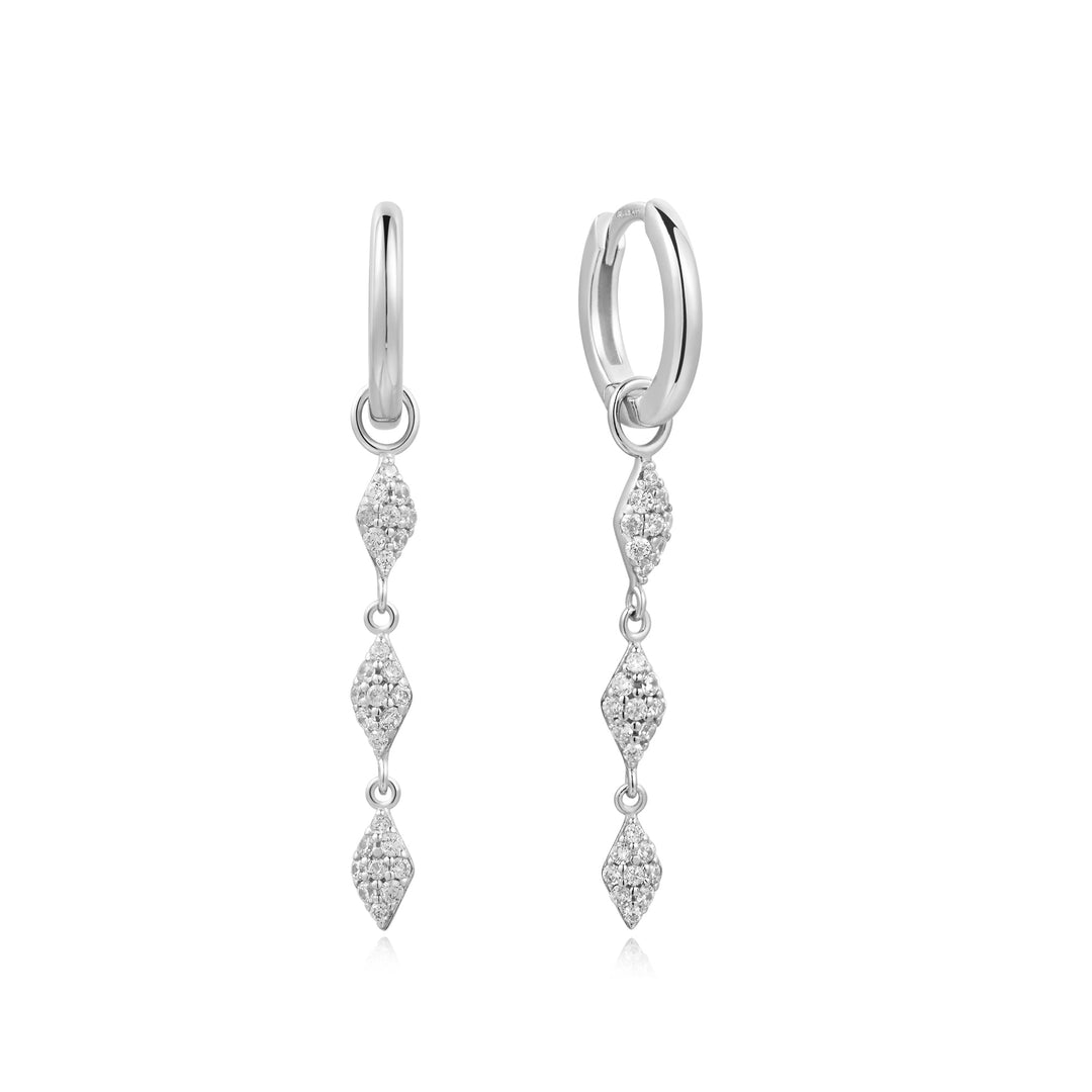 Silver Pavé Sparkle Drop Huggies - Ania Haie