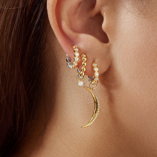 Gold Moon Pavé Earring Charm - Ania Haie