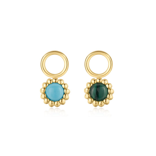 Gold Malachite and Turquoise Earring Charm - Ania Haie