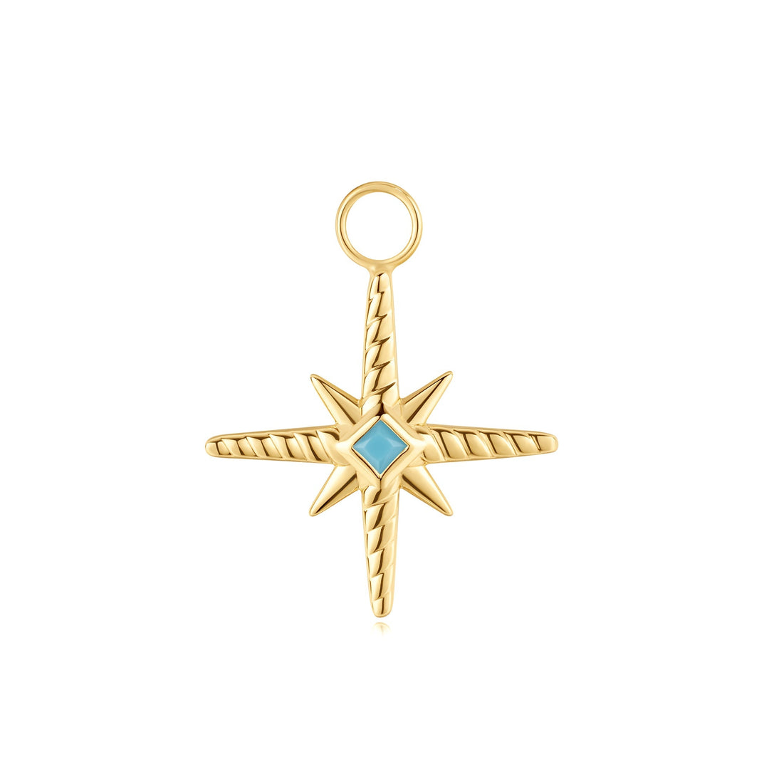 Gold Turquoise and Cubic Ziconia Star Earring Charm - Ania Haie