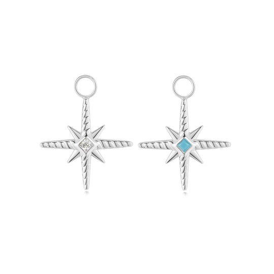 Silver Turquoise and Cubic Ziconia Star Earring Charm - Ania Haie