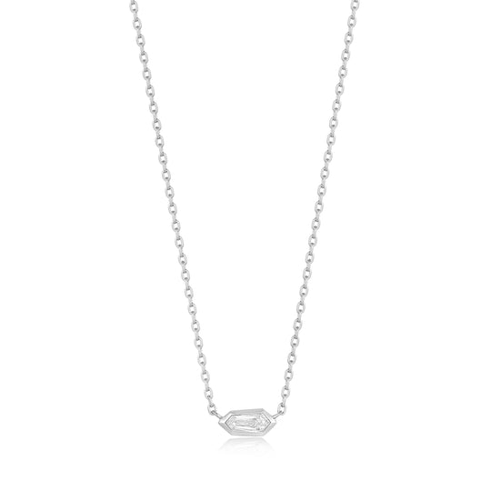 Silver Sparkle Emblem Chain Necklace