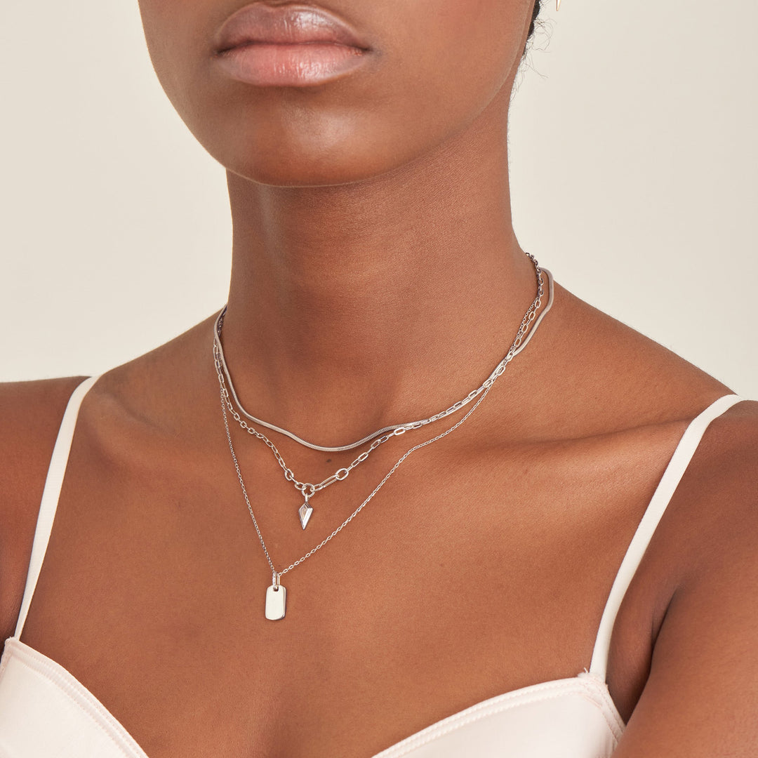 Silver Sparkle Drop Pendant Chunky Chain Necklace - Ania Haie