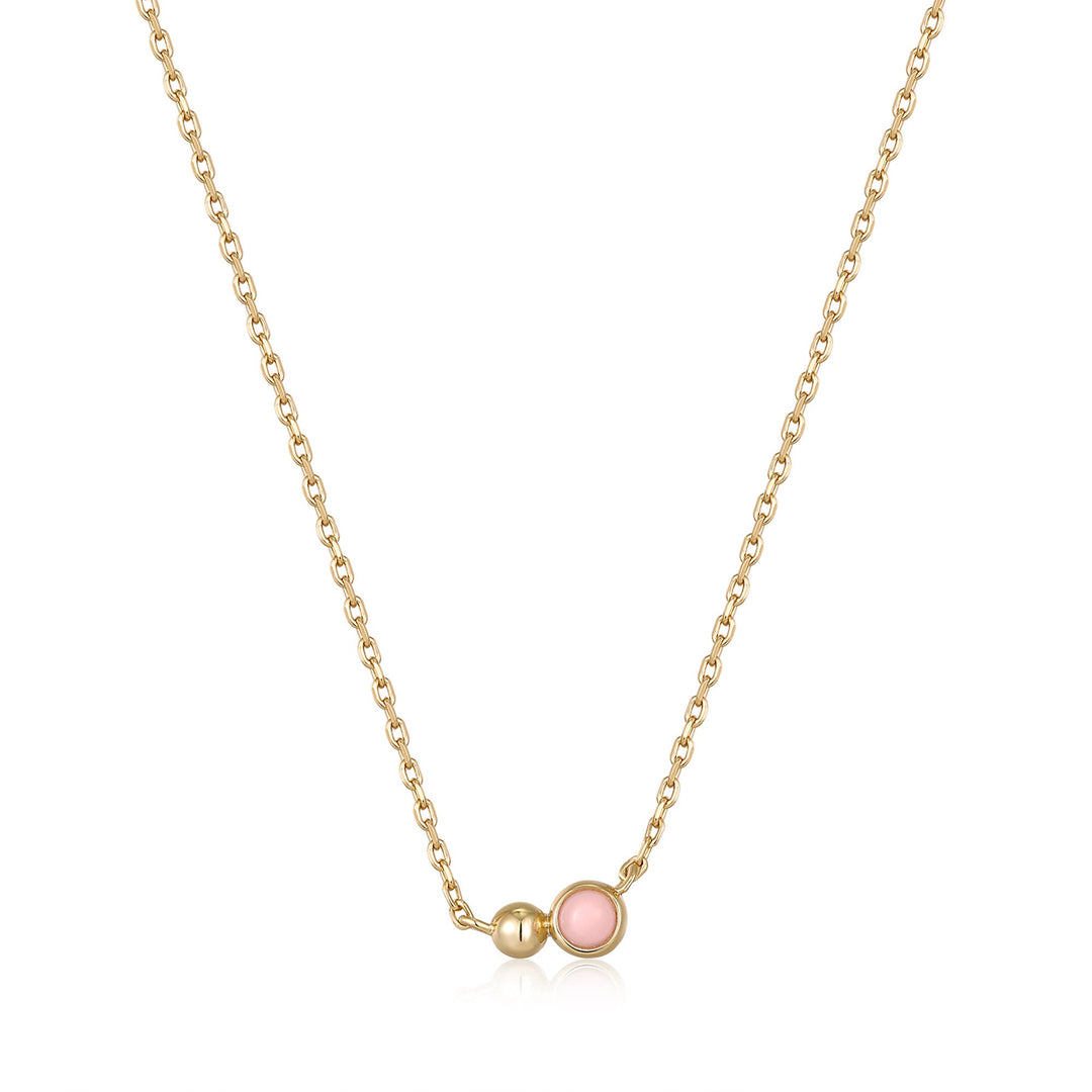 Gold Orb Rose Quartz Pendant Necklace - Ania Haie