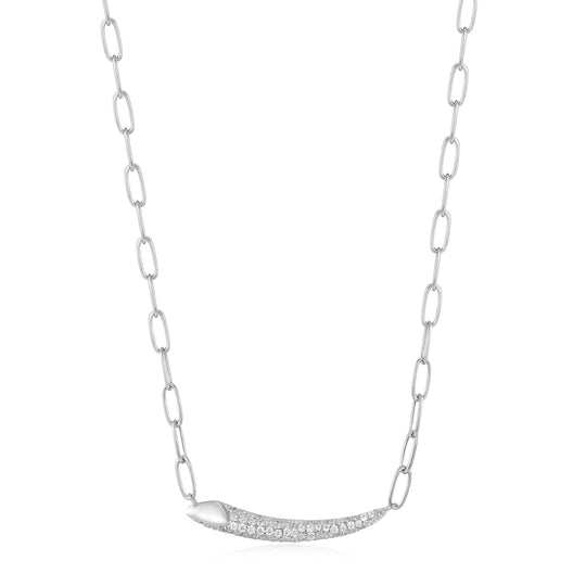 Silver Pavé Bar Chain Necklace - Ania Haie