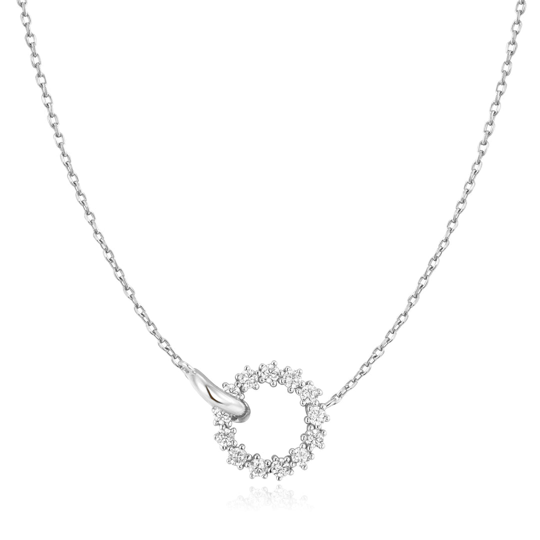 Silver Interlinked Circles Pavé Necklace - Ania Haie